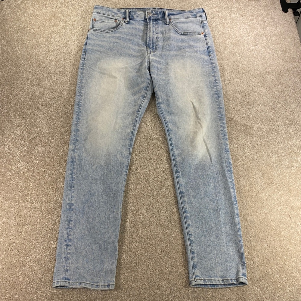 American Eagle Airflex+ Jeans Mens 33x30 Light Wash Slim Straight Stretch Denim